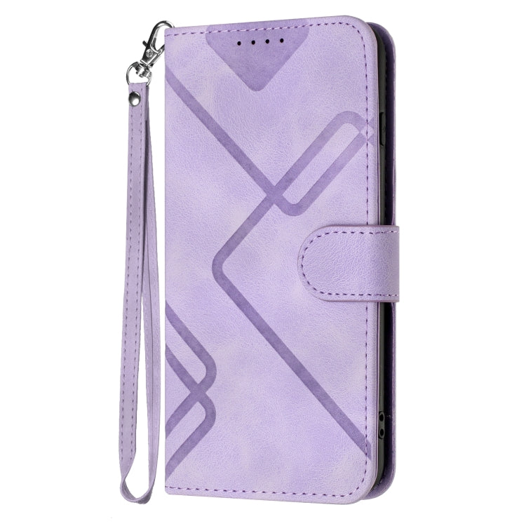 Line Pattern Skin Feel Leather Flip Phone Case - For Samsung Galaxy S23 Ultra - mosaccessories